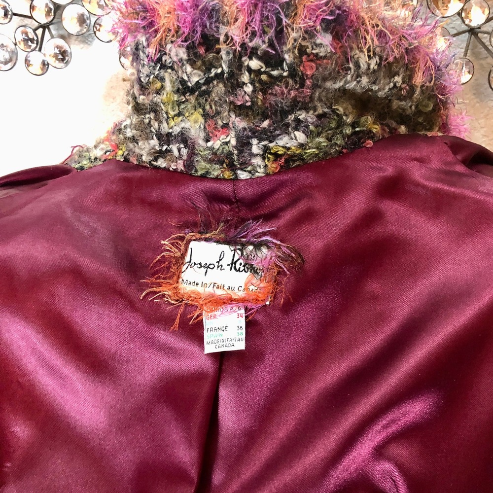 Joseph Ribkoff Jacket Women's 6 Colorful Funky Fuzzy Vintage 90s Statement Piece - Picture 10 of 11